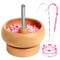 Bead Spinner for Jewelry Making, Effortless Rotating Wooden Clay Bead Spinner with 2 Big Eye Beading Needles and 3000 Seed Beads, Beading Supplies for Making Waist, Bracelets, Necklace